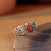 Women's Hollowed-Out Nan Hong Floral Ruyi Ring - Ethnic Style, Adjustable, Fashionable, Versatile.