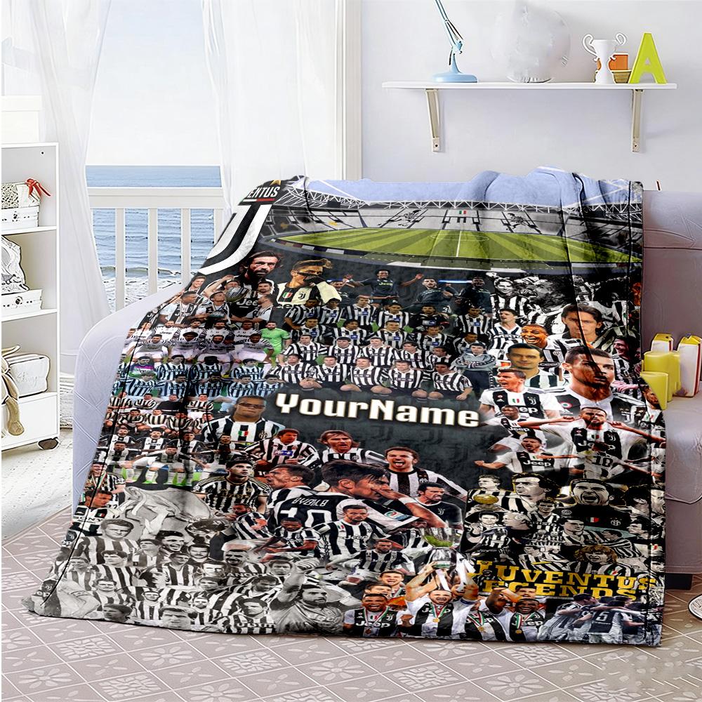 Juventus Customize Text Blanket Gift Personalized Blanket Warmthful Decor Perfect for Couch Office Seaside Sofa All-Season Use