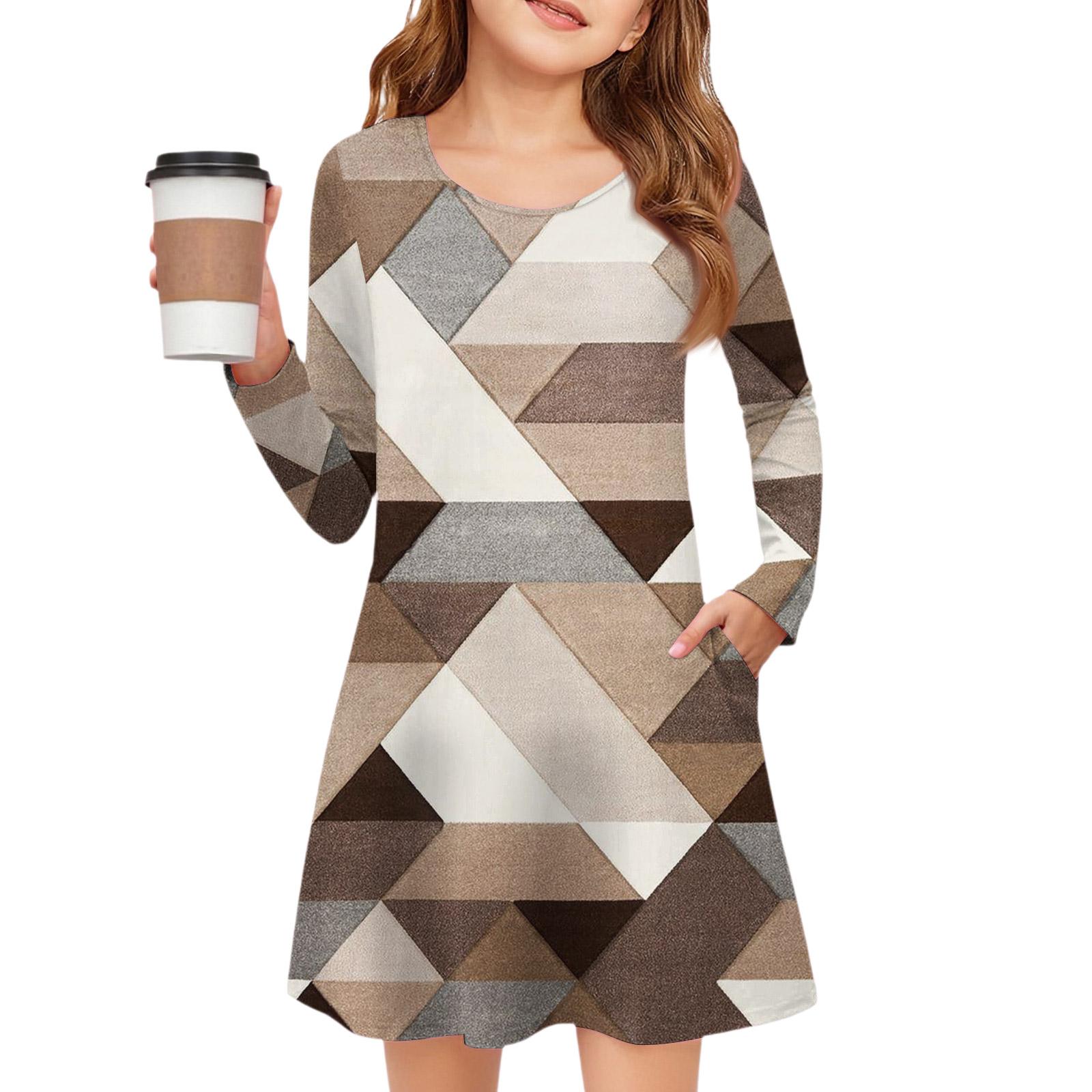 

Платье с длинным рукавом для девочек - Платье с цветными карманами 110