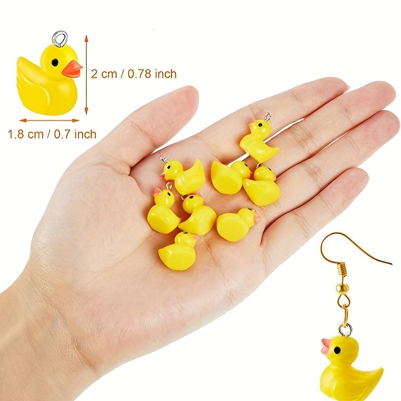 50Pcs Luminous Colored Small Yellow Duck Pendant Cute Duck Mini Resin Charms Bulk For Diy Earrings Jewelry Accessories Keychain