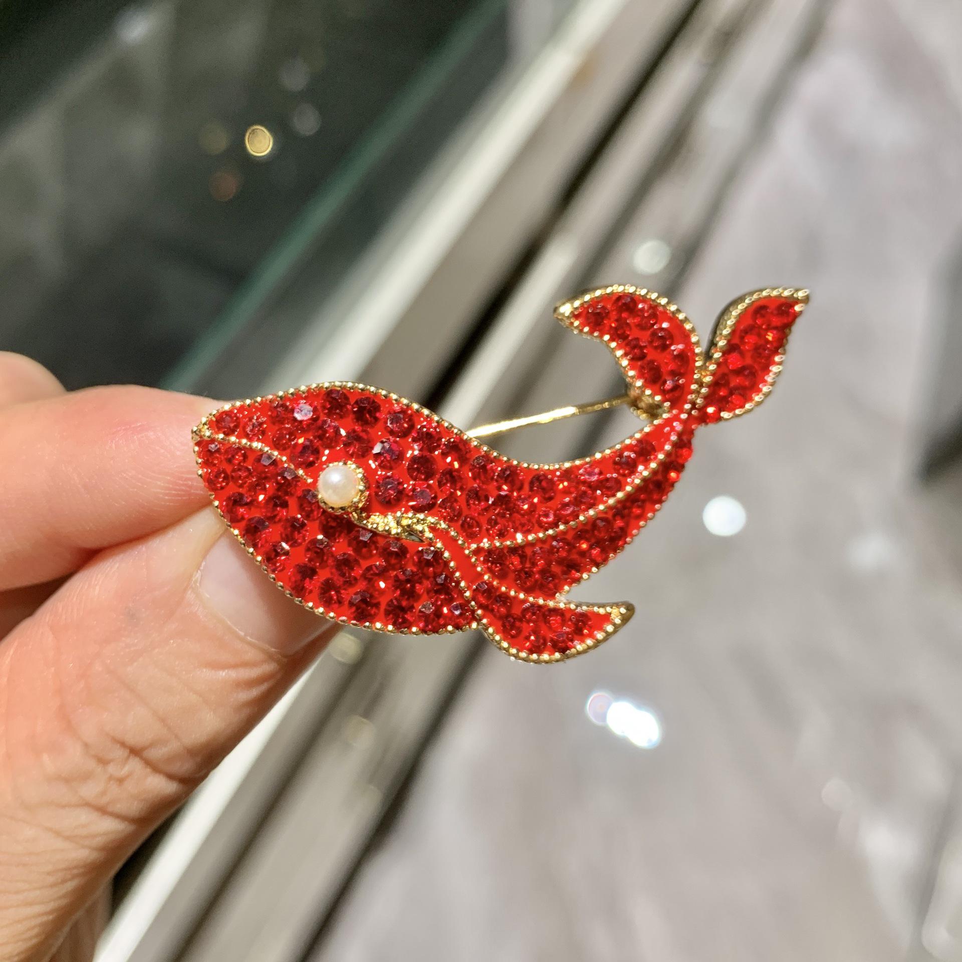 Exquisite Cloisonné Whale Brooch with Pearl Accent
