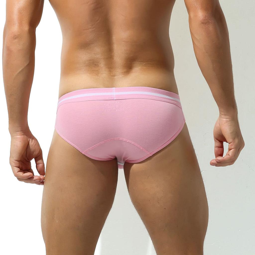 Bikini Size Combed Stretch Super Low Tagless G-Station Men's Briefs, L, Pink, Cotton, Rise,
