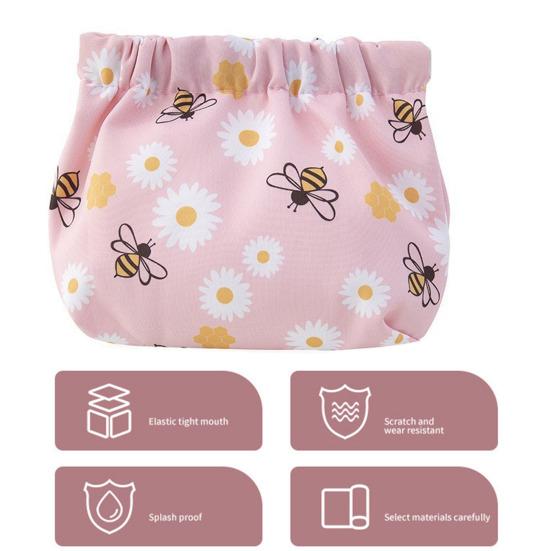 Storage Bag Floral Print Metal Spring Opening Portable Lightweight Commute Travel Makeup Bag Earphone Key Stoarge Pouch Cosmetic Bag