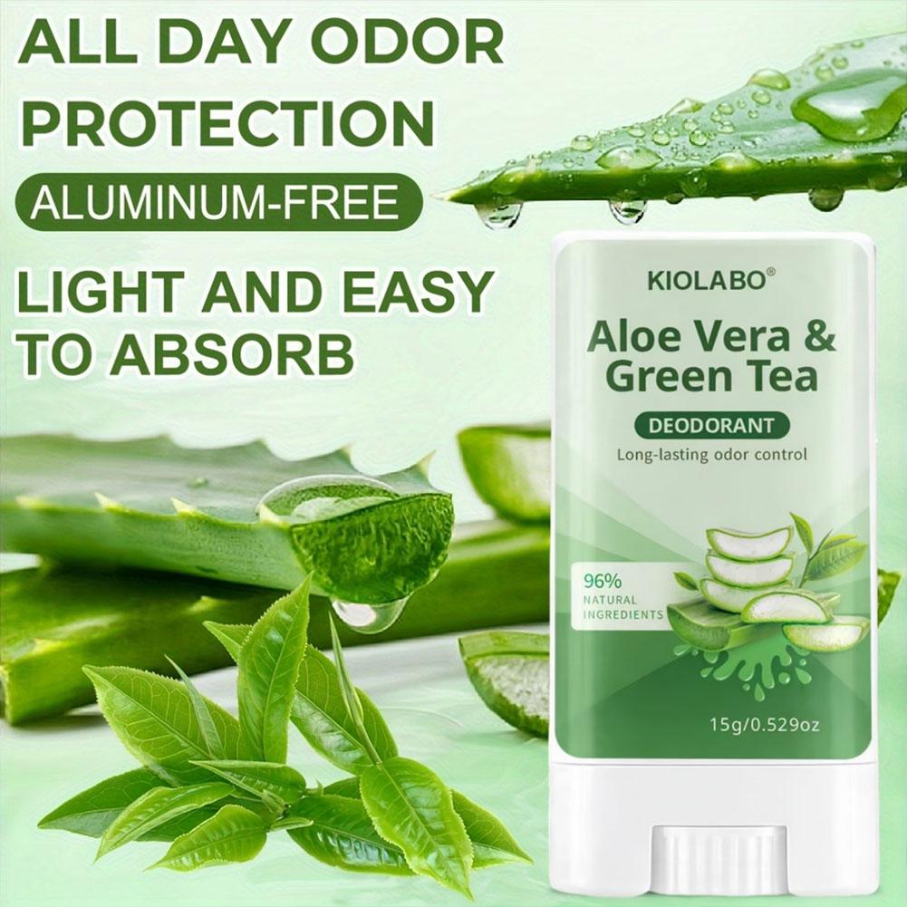 Aloe Vera & Green Tea Deodorant Stick 72 Hour Long-Lasting Deodorizing Fresh Scent All Day for Hands, Feet, Face and Underarm