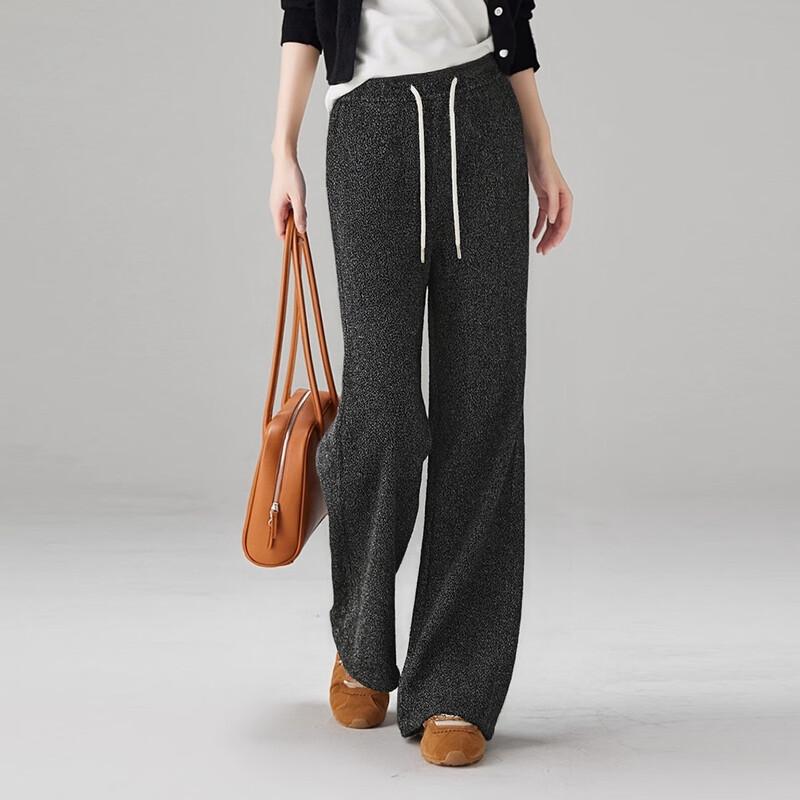 Women's Wool Blend Straight-Leg Casual Trousers