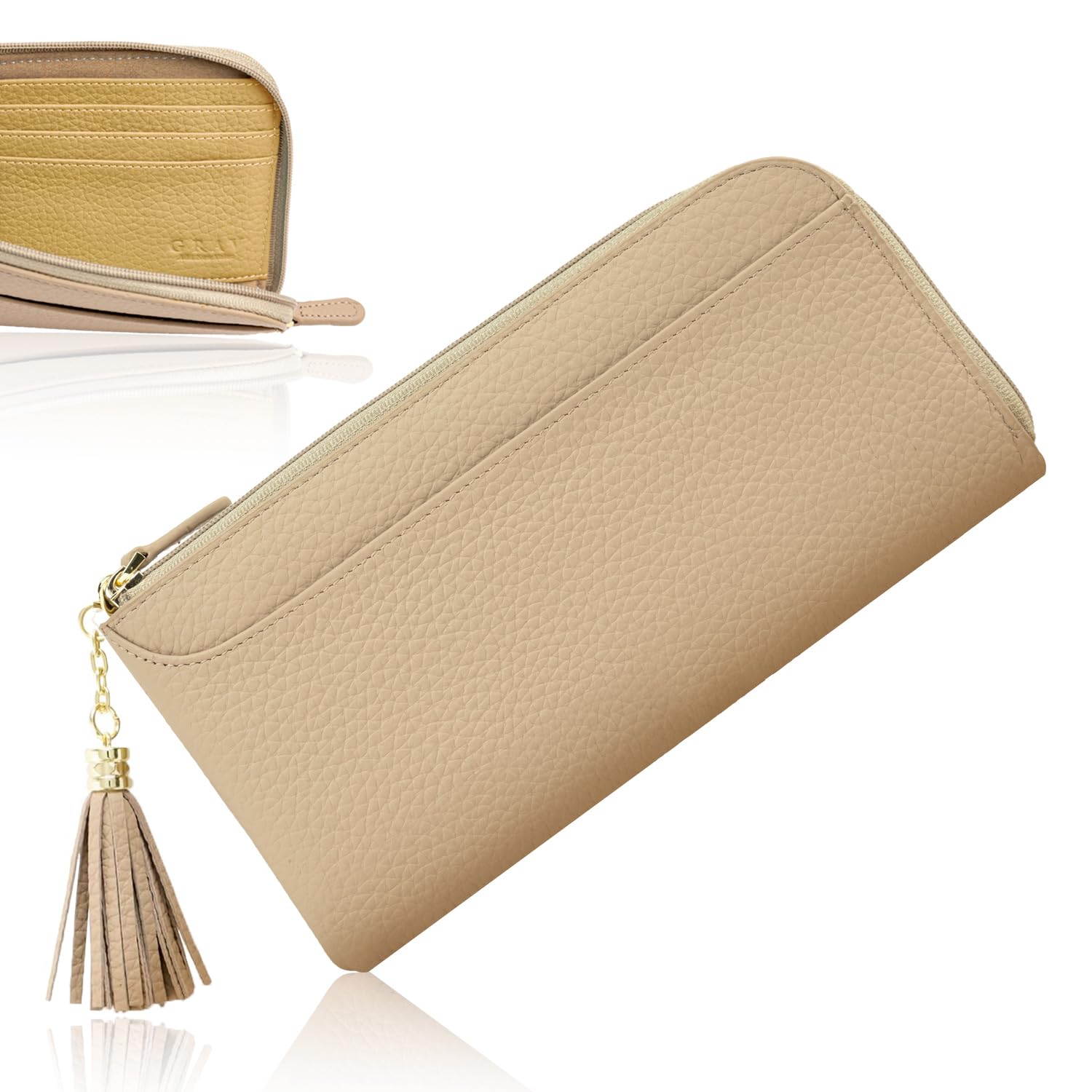 

[GRAV] [Soft and Comfortable to the Touch] (Featured in Magazines) Women s Genuine Leather Long Wallet (Thin and Lightweight) Slim Design with