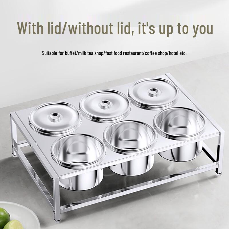 Xi He Large Stainless Steel Square Spice Box, 8 Compartments, White