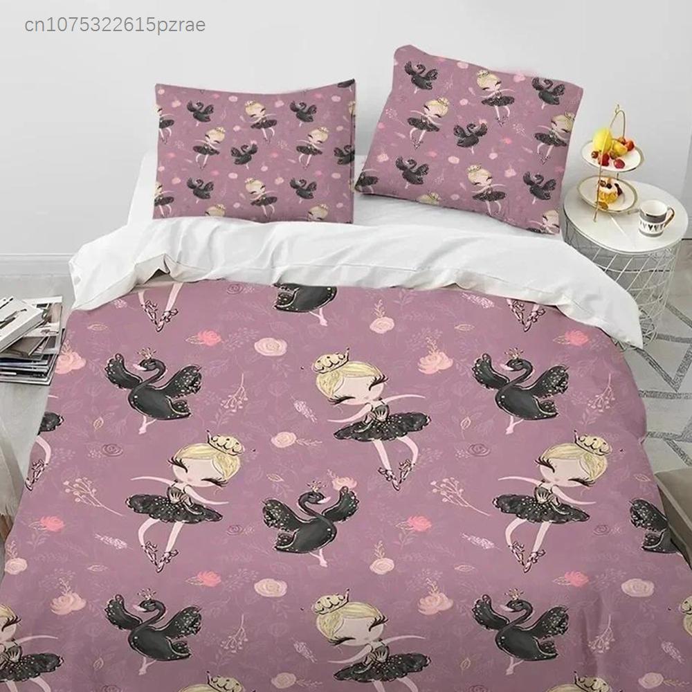 Cartoon Cute Ballet Girl Ballerina Bedding Set Bedroom Soft Modern Bedspreads Comefortable Duvet Cover Quilt Cover Pillowcase