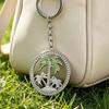 Coconut Tree Pendant Keychain with Rhinestone Summer Style Metal Key Ring Gift for Car Keys Purse Handbag Backpack