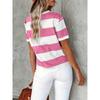 Short Sleeve Striped T-Shirt, Crew Neck Casual Top For Summer & Spring, Women's Clothing