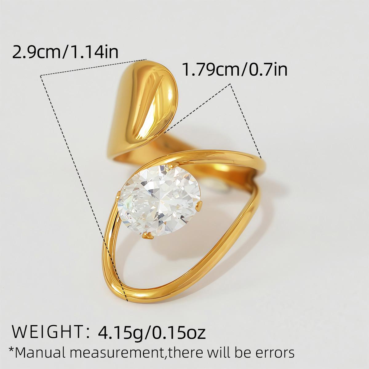 

Delicate Droplet Zirconia Stainless Steel Ring Women Men High Quality Waterproof Simple Lines Open Ring Not Fading Zircon Gifts