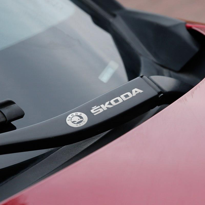 Car Windshield Wiper Decor Decals Metal Emblem Reflective Stickers Safety Warning Anti-Scratch Exterior Guard For Skoda Octavia