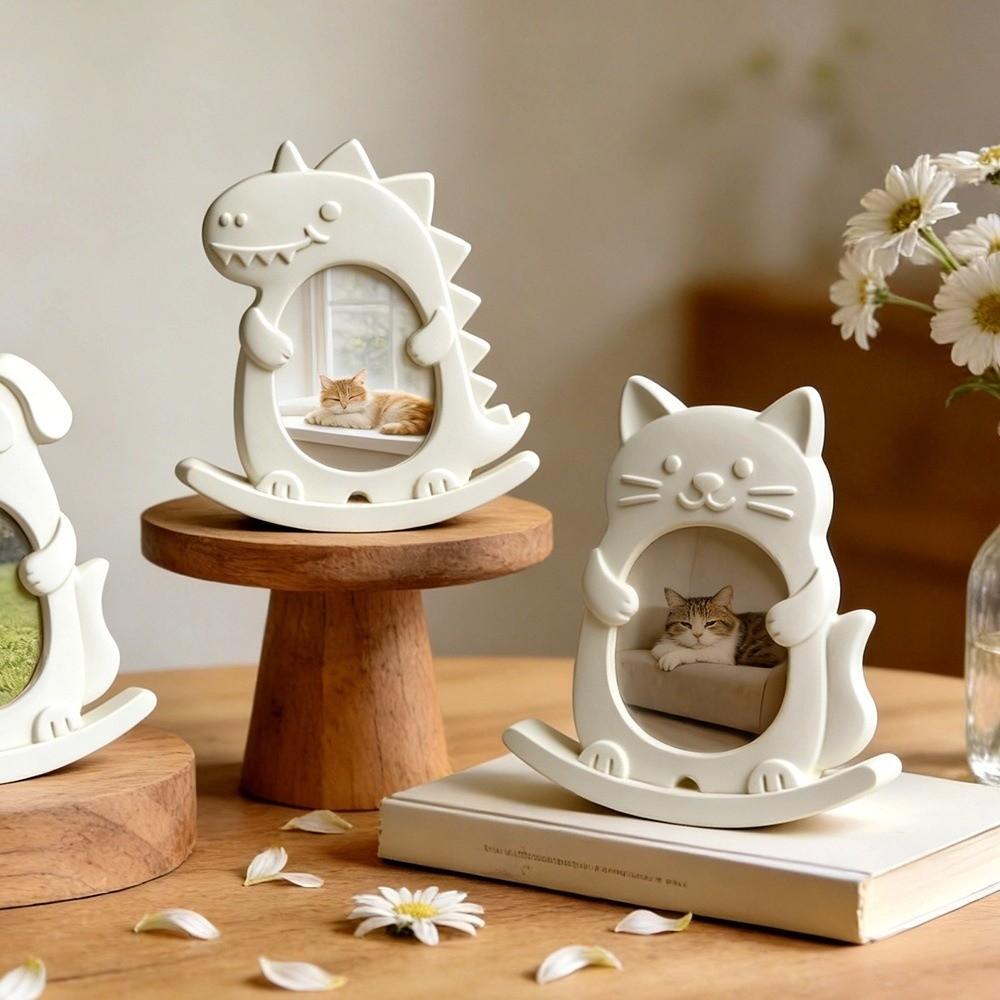 Flexible Epoxy Mold Dog Cat Shape Silicone Mold Seesaw Animal Photo Frame Mold  Home Decoration