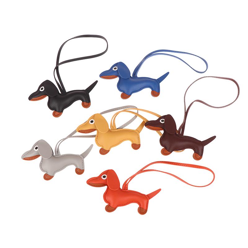 1Pc Men'S Car Dachshund Keychain Pu Leather Dog Keychains  For Women