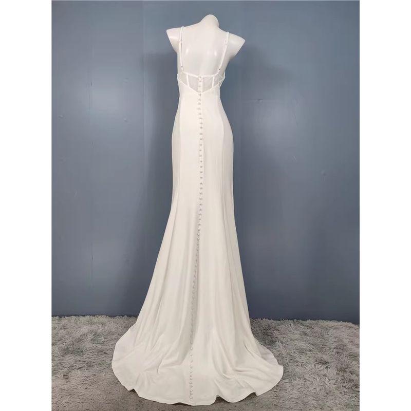 

V-neck Sexy Button Travel Tail Dress Sling Fairy White XL