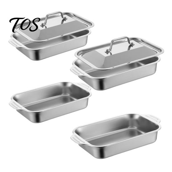 Large Seafood Baking Tray Stainless Steel Pan, with Handles, Heavy-Duty Rectangular Tray, Sturdy Kitchen Roasting Pan High Temperature Resistant