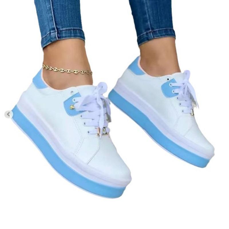 Damen Freizeitschuhe 2025Mode PU-Leder Vulkanisierte Schuhe Mischfarben Plateau-Sneakers Ballerinas Schnürschuhe Wanderschuhe Übergröße