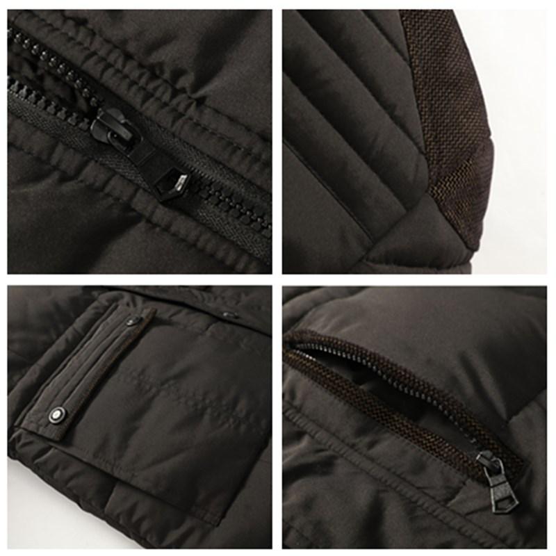 Chaqueta de Invierno para Hombre de Algodón de Longitud Media con Terciopelo Plus, Talla Grande, Cálida para Personas de Mediana Edad y Mayores
