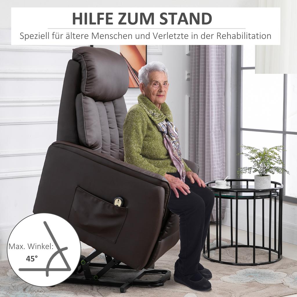 Relaxing Chair Electric TV Recliner with Stand-Up Assist, Reclining Function, TV Chair with Footrest, Side Pocket, Remote Control, for Living Room