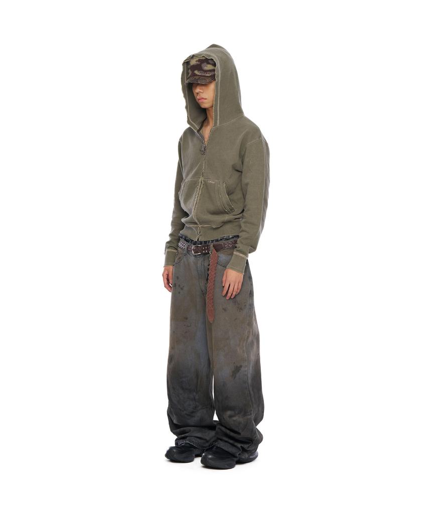 Aakam Vintage Damaged Zip-Up Hoodie (Khaki)