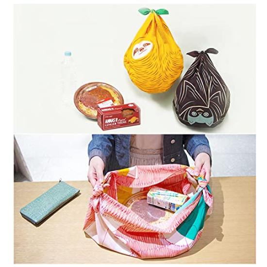 Musubi Furoshiki Aqua Cat and Yarn 70cm, Drop, Design, Yellow, 70cm, Polyester, Water-Repellent