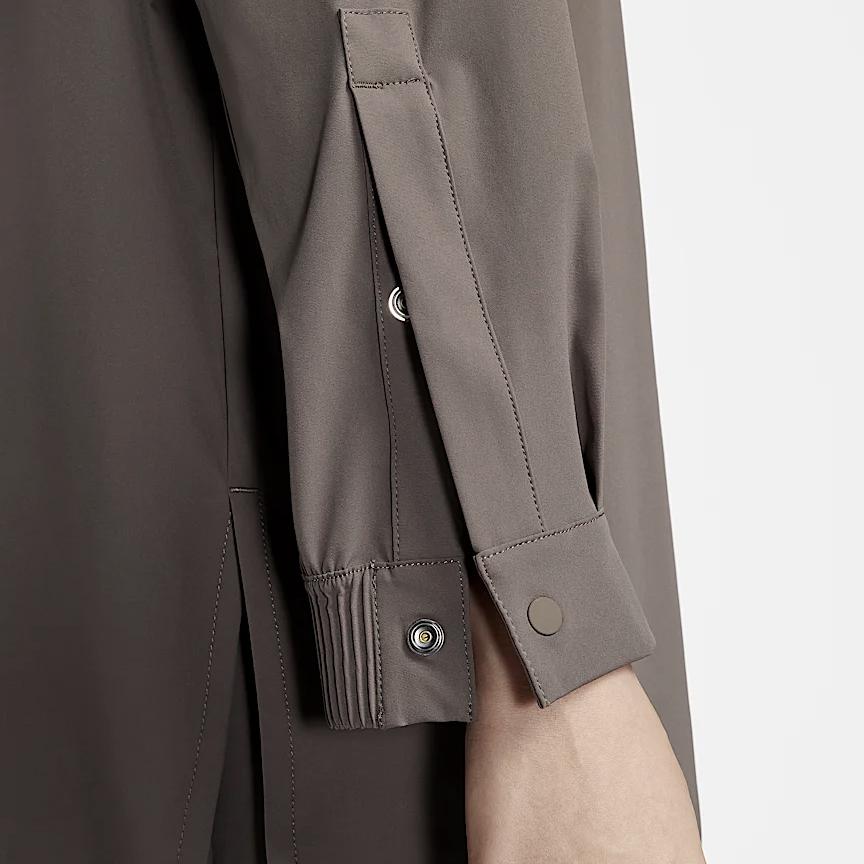 Nike Dri-Fit 24.7 Perfect Stretch Fashion Versatile Polo Long Sleeve Shirt Women shirts Mineral-Grey Baroque-Brown HQ0237004