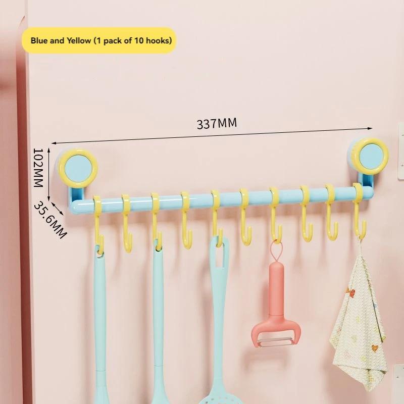 Dopamine Kitchen Plastic Suction Cup Hook Bathroom Slide Rail Hook No Punching Hanging Pole Storage Rack Portable Home Decor