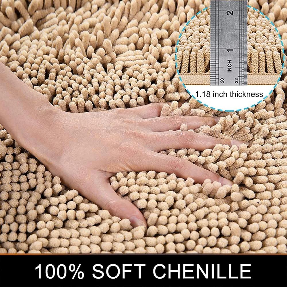 1 Stück 40*60cm Kamelfarben Weicher und Saugfähiger Chenille Badteppich Rutschfest Schnelltrocknend Duschteppich für Zuhause Badezimmerteppich Badematten