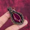 Faceted Kashmir Ruby Pendant Dainty Gemstone Pendant Copper Wire Wrapped Jewelry