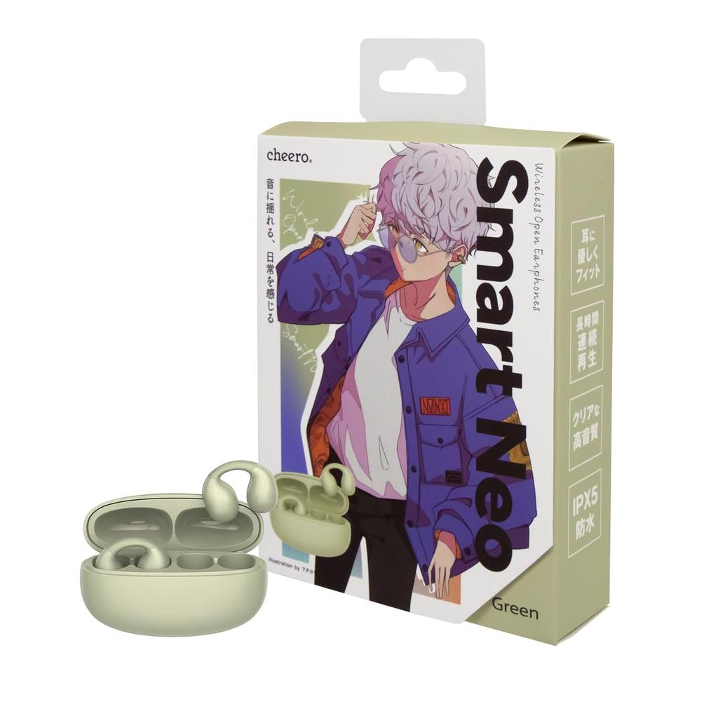 cheero Wireless Open Earphones Smart Neo Fully Wireless Bluetooth Automatic IPX5 Compatible with and Windows Open-Ear Earbuds, 5.4, Pairing,