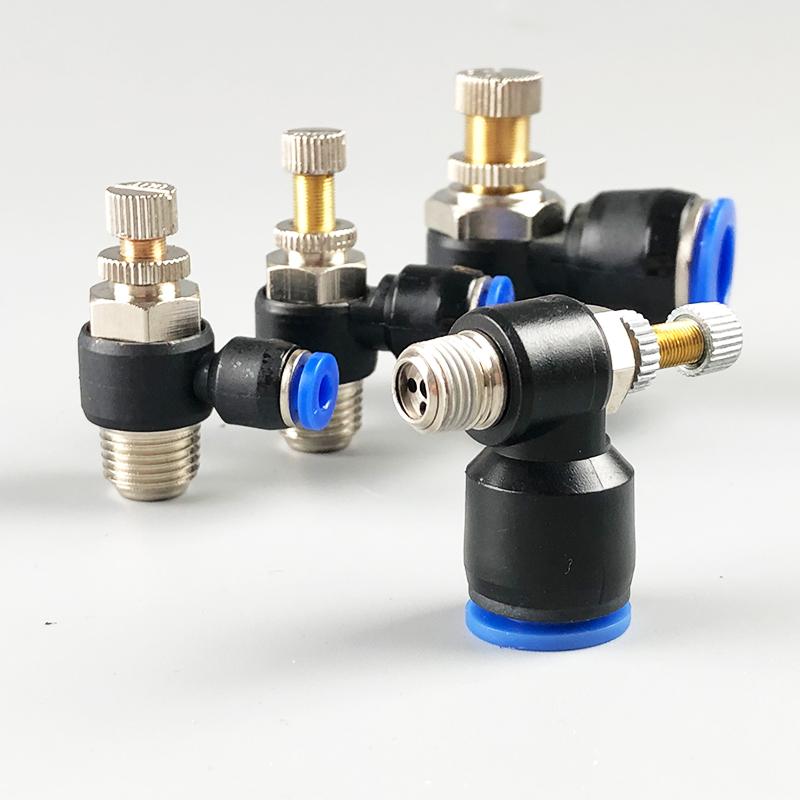 SL 4 6 8 10 12mm Air Valve Pneumatic Quick Valve Connector M5'1/8' 1/4' 3/8' 1/2 Regulator Throttle Speed Controller Valve Ventilation Valves 4