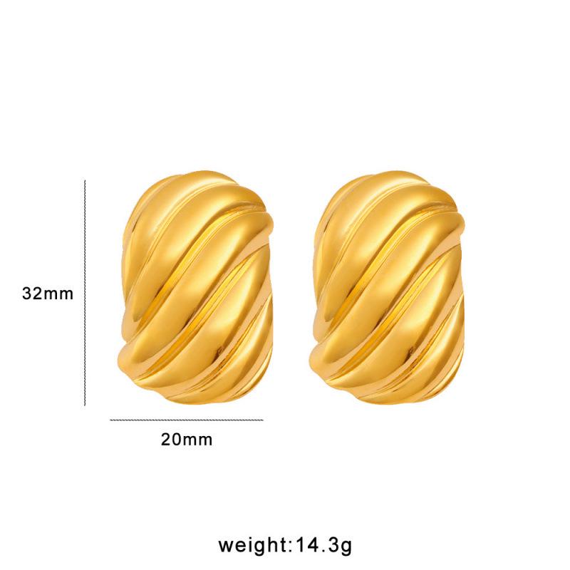 18k Gold Plated Geometric Spiral Stud Earrings with 3D Texture