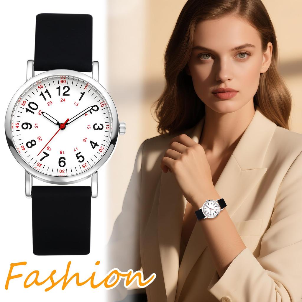 Silicone Strap Quartz Watch with Analog Arabic Large One Size Fits Perfect for Business or Casual Wear Perfect Gift for Day Women's Watch, 24-Hour