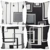 4Pcs Black White Gray Geometric Square Line Abstract Printed Pillow Cover Polyester Cushion Case 2D Flat Printing Pillowcase Now