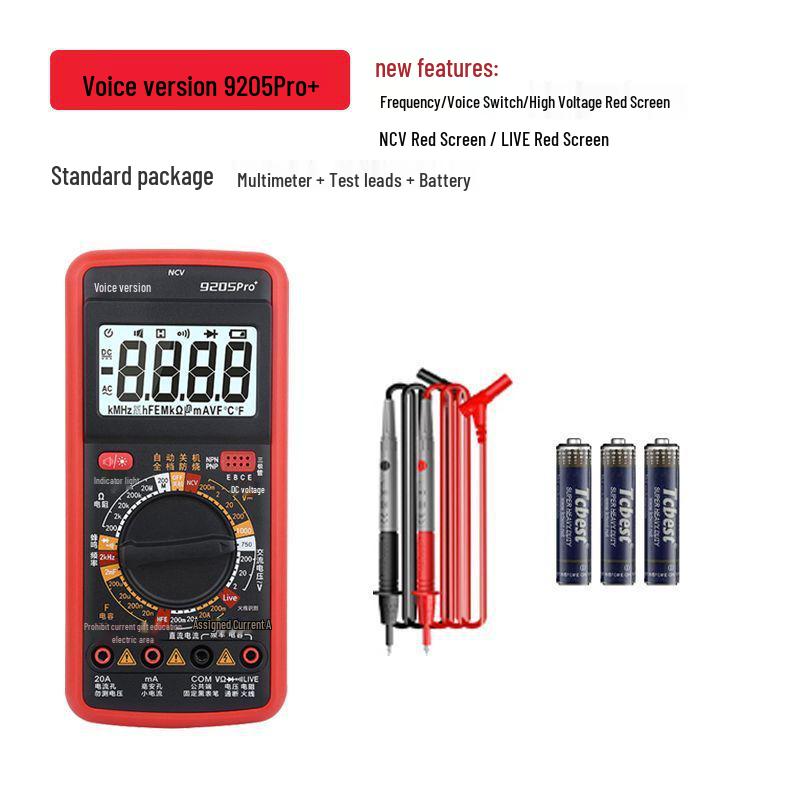 9205Pro+ High Precision Smart Multimeter with Voice Alerts for AC/DC Current, Voltage, and Capacitance Measurement
