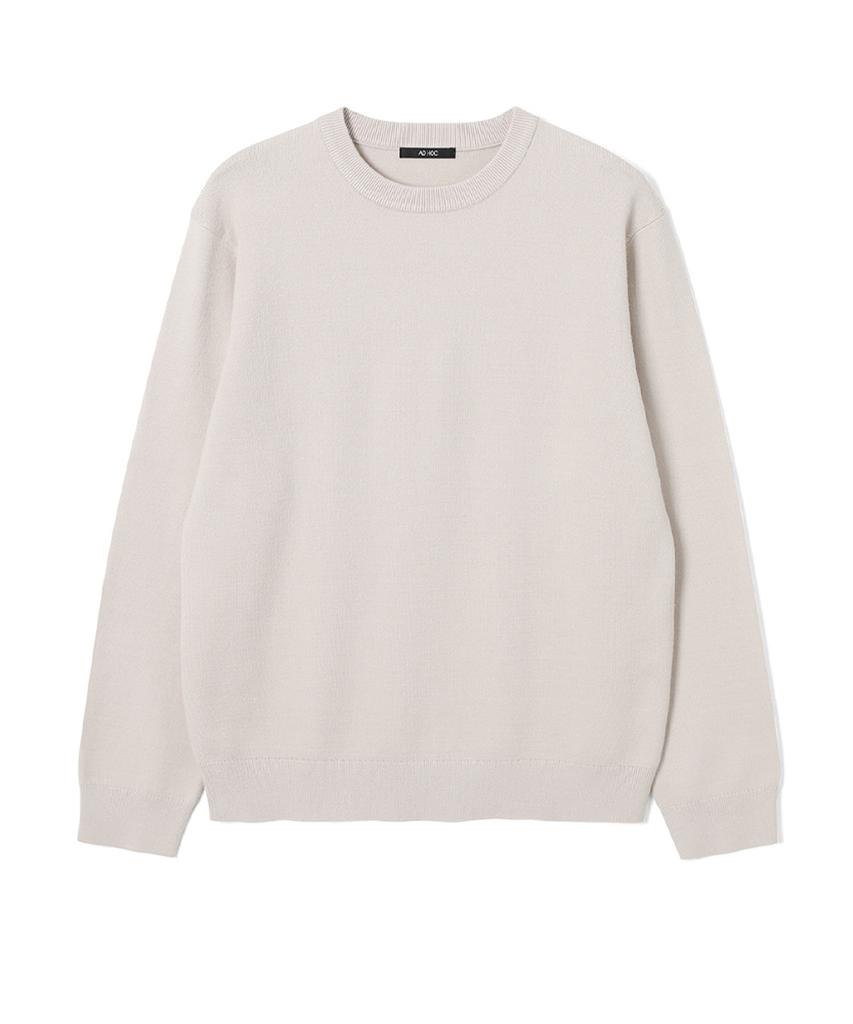 ADHOC Men'S Basic Round Neck Pullover Knit (Lt-Beige) (Hbalk92)