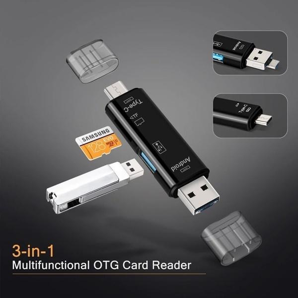 5 em 1 multifuncional usb 3.0 tipo c/usb/micro usb/tf leitor de cartão de memória adaptador de leitor de cartão otg