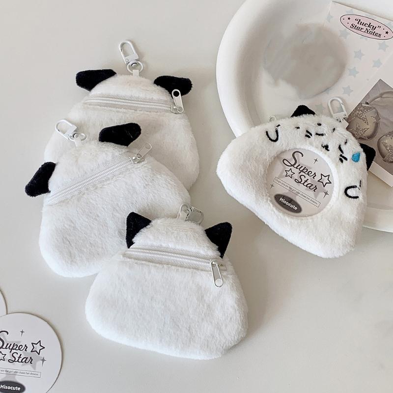 Cute Cartoon Rice Ball Plush Badge Card Holder Round Badge Protective Cover Display Pendant Mini Pain Bag Ornament Card Holder
