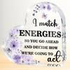 Purple Heart-Shaped Desk Decor with Floral & Butterfly Design - "I Match Energies" Quotes, Perfect for Coworkers, Office Gifts, and Female Desktop Ac
