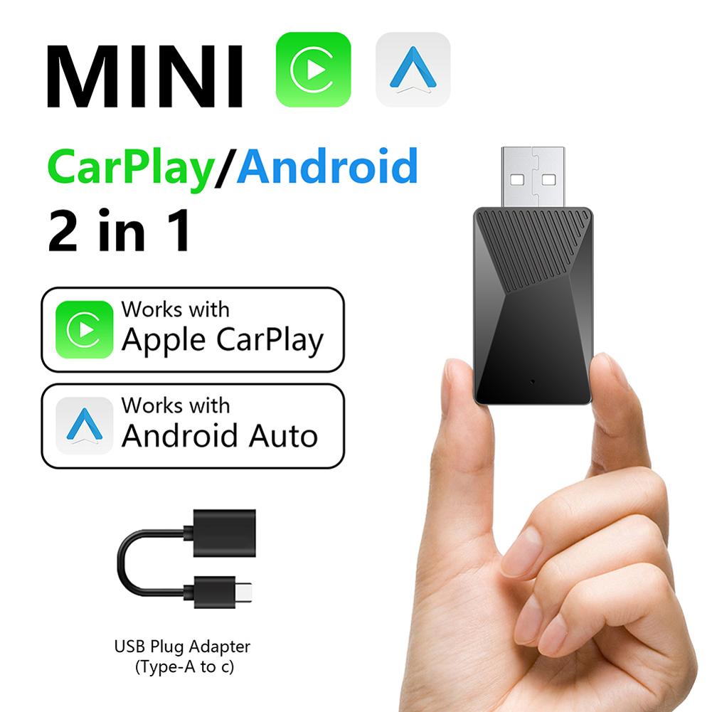 Wired To Wireless Carplay & Android Auto AI Box USB Plug and Play 2 in 1 Dongle OTA Upgrade for Wired CarPlay Android Auto Cars