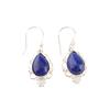 Lapis Lazuli Gemstone 925 Stamped Silver Jewelry Handmade Earrings 1.6" For Gift EE-163-22