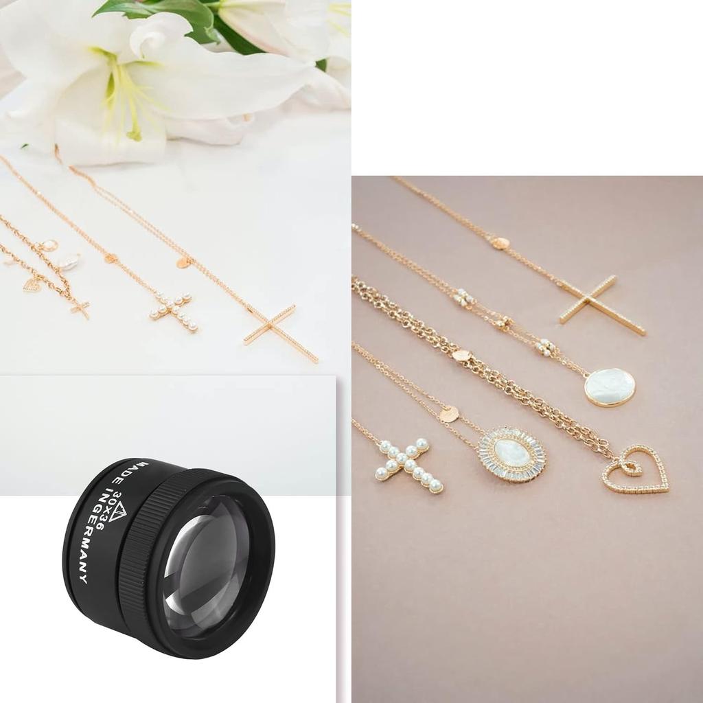 Tangxi 30X Jewelry Magnifier, Professional Optical Magnifier Glasses, 30X Magnifying Lens for Jewellery, Diamonds, Gems, Coins, Magnification