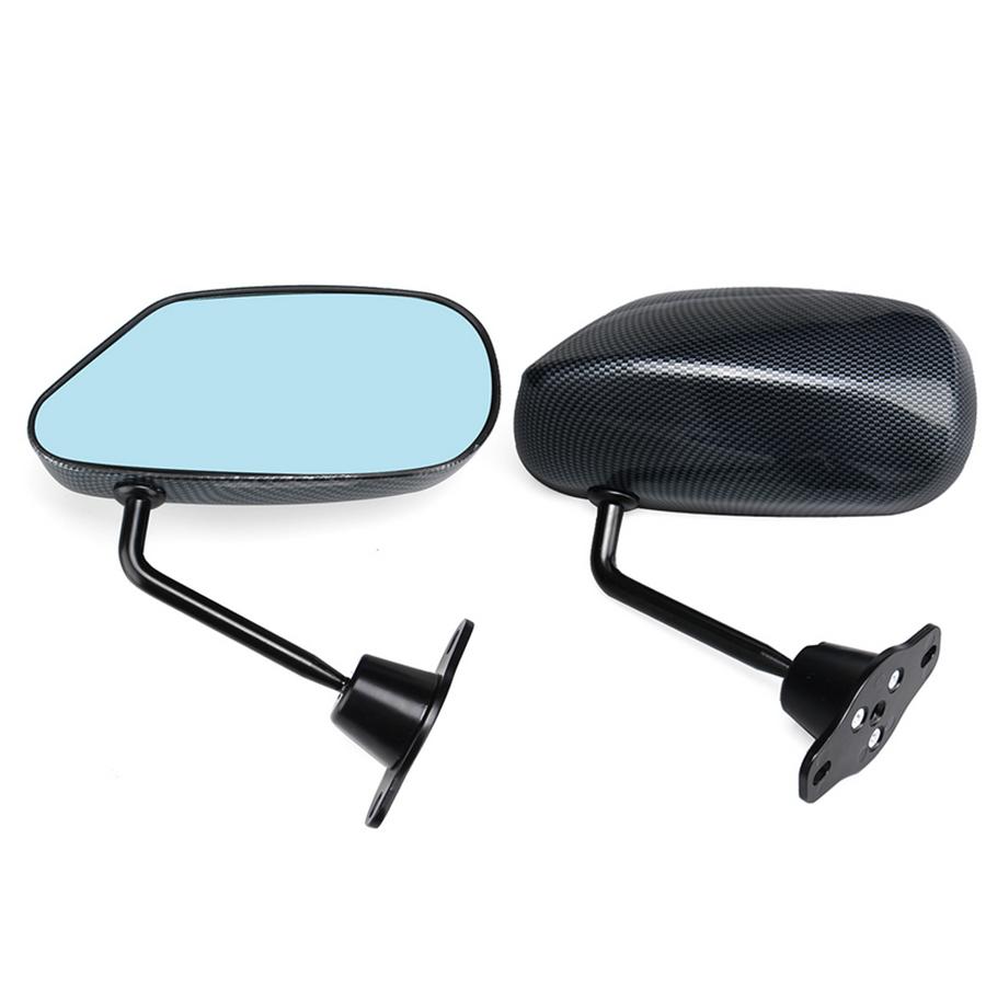 2X F1 Style Carbon Fiber Racing Car Door Side Mirror Blue Lens With Accessories