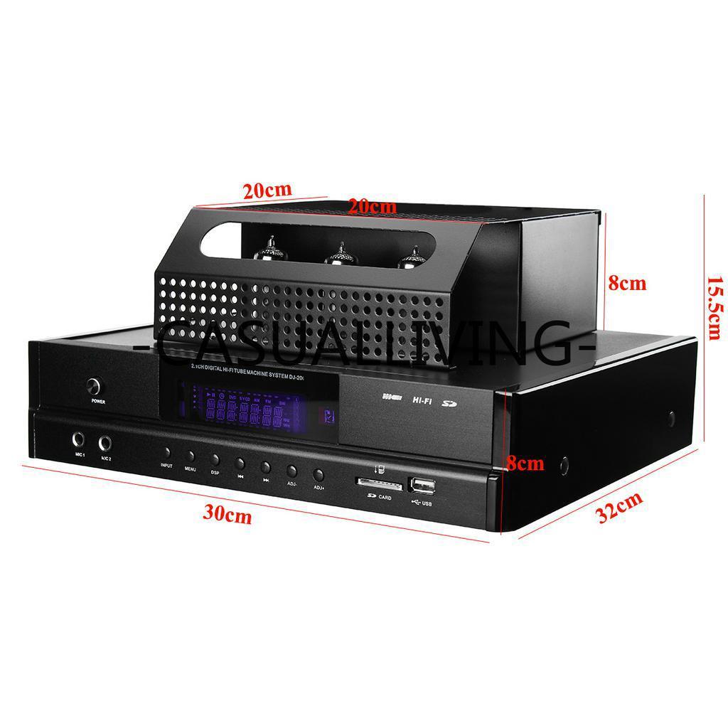 200W HIFI bluetooth 4.0 2.1Tube Power Amplifier USB SD Amplifier Microphone Subwoofer AMP Home Audio Tube Integrated Amplifier