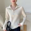 2025 A/W Women's Ribbed Cashmere Half-Zip Stand Collar Sweater