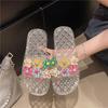 HeliSha Women's Summer Flower Flat Sandals - Transparent Outdoor Beach Flip-Flops