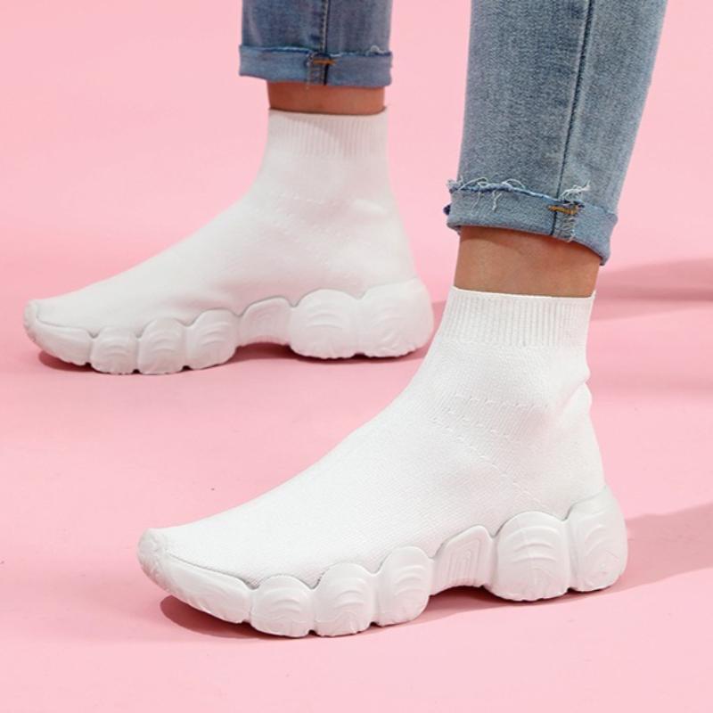 Elastic Socks Shoes Slip-on Casual Sneakers Women Walking Shoes Men High-top Leisure Shoes Knitted Platform Footwear Breathable