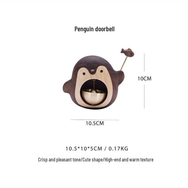 Penguin Dopamine Solid Wood Doorbell Magnet: Cute Home Decor & Housewarming Gift