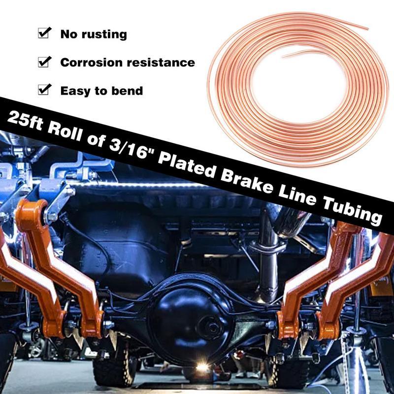 

Copper Brake Line Kit 3/16 X 25ft Non-rust Car Brake Line Tubing Copper-Nickel Coated Alloy Brake Line Tubing Coil Kit Tube Roll