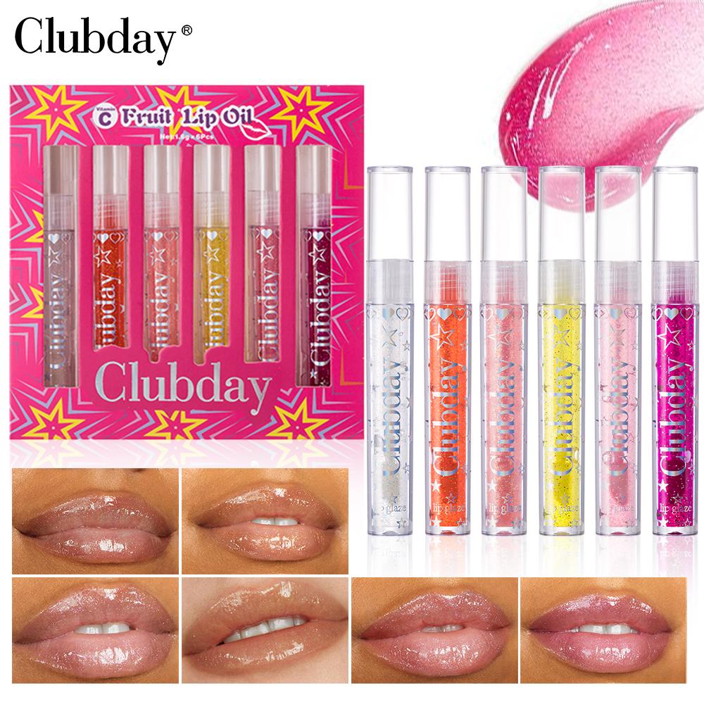 Clubday Moisturizing And Hydrating Mirror Lip Gloss, 6-piece Set, Moisturizing Transparent Water Gloss Suitable For A Variety Of Makeup Looks.